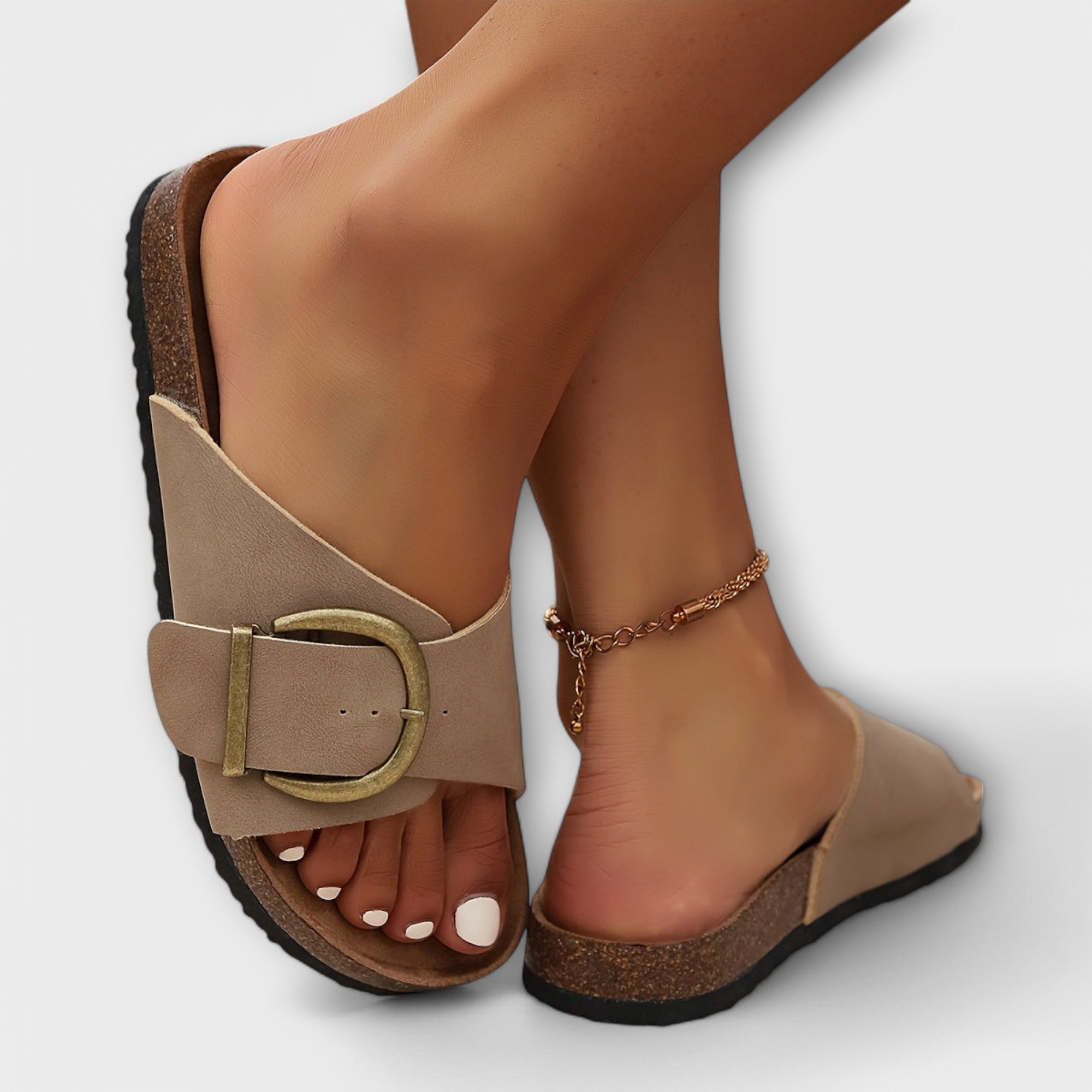 Margie – Mules pour femme en liège avec brides à boucles