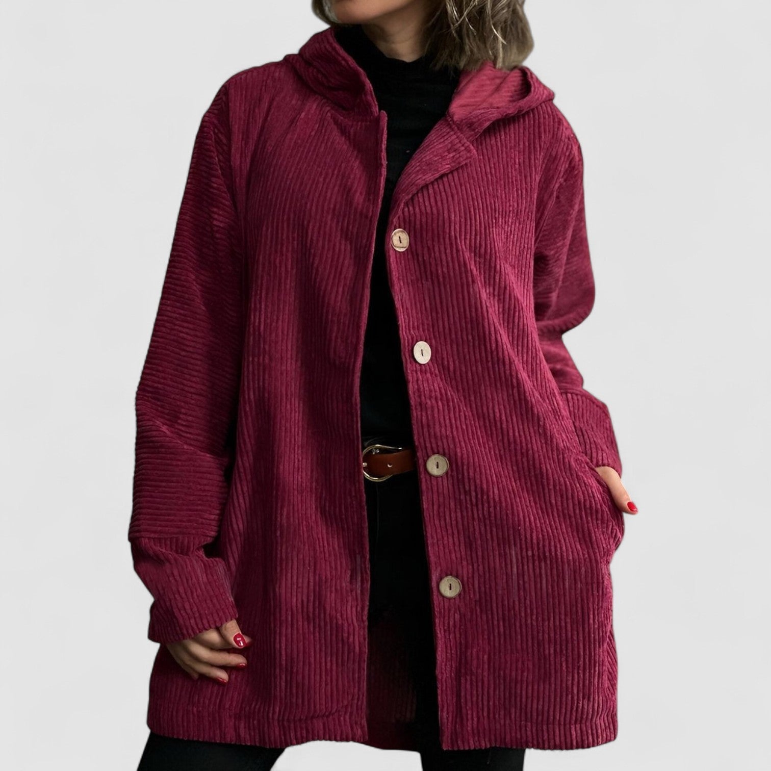 CORDIA | VESTE À CAPUCHE EN VELOURS CÔTELÉ DOUILLETTE