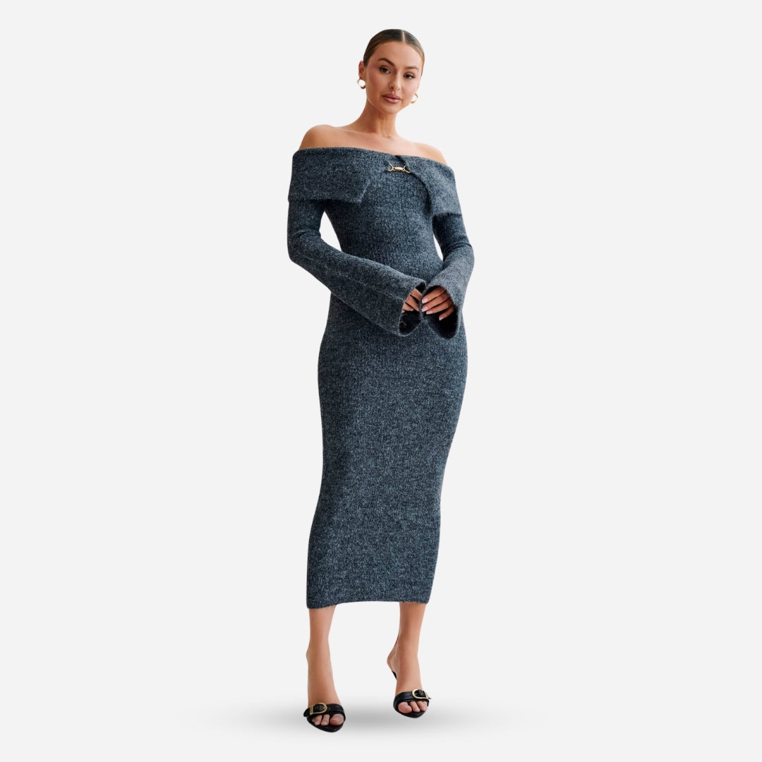BARBARA | ROBE EN MAILLE À ÉPAULES DÉNUDÉES BAXTER