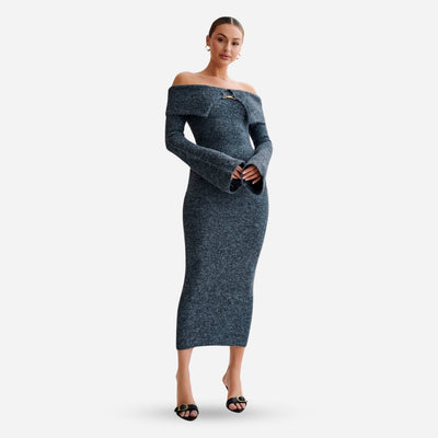 BARBARA | ROBE EN MAILLE À ÉPAULES DÉNUDÉES BAXTER