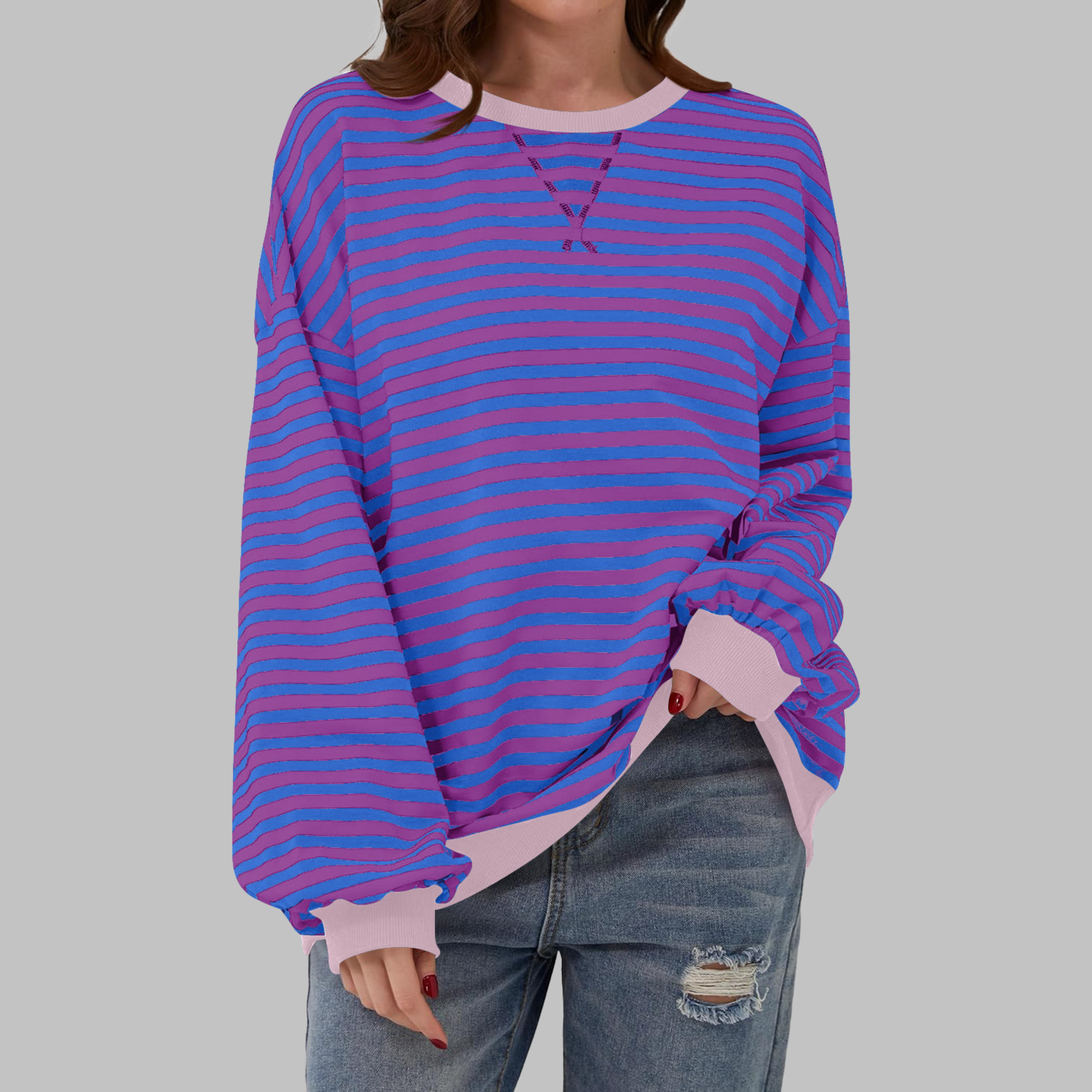 LUKA | SWEATSHIRT À RAYURES MANCHES LONGUES COL ROND