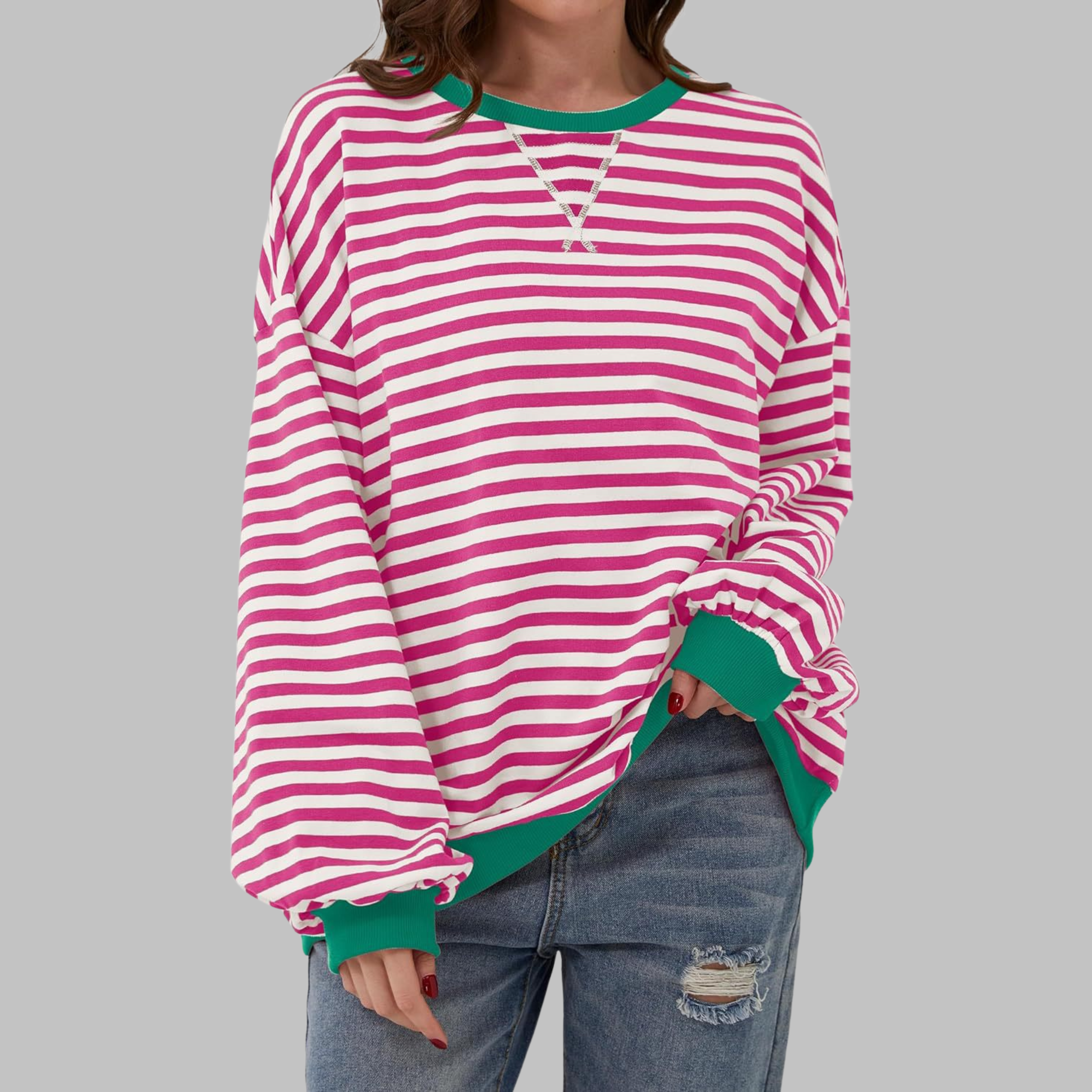 LUKA | SWEATSHIRT À RAYURES MANCHES LONGUES COL ROND