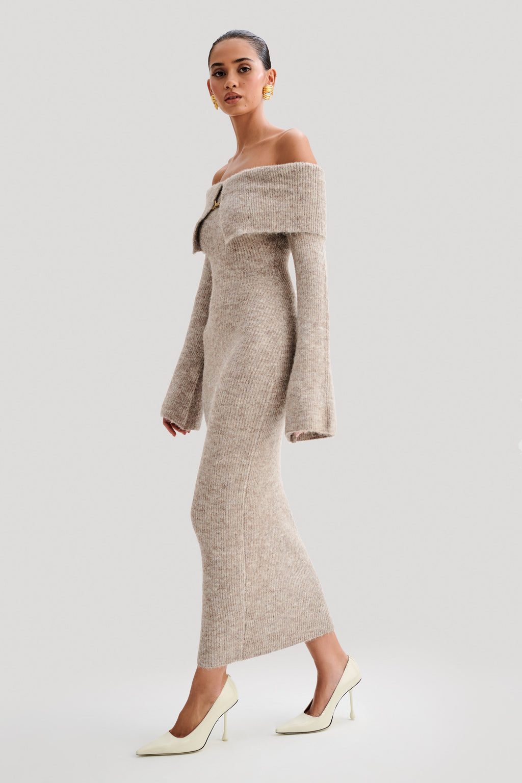BARBARA | ROBE EN MAILLE À ÉPAULES DÉNUDÉES BAXTER