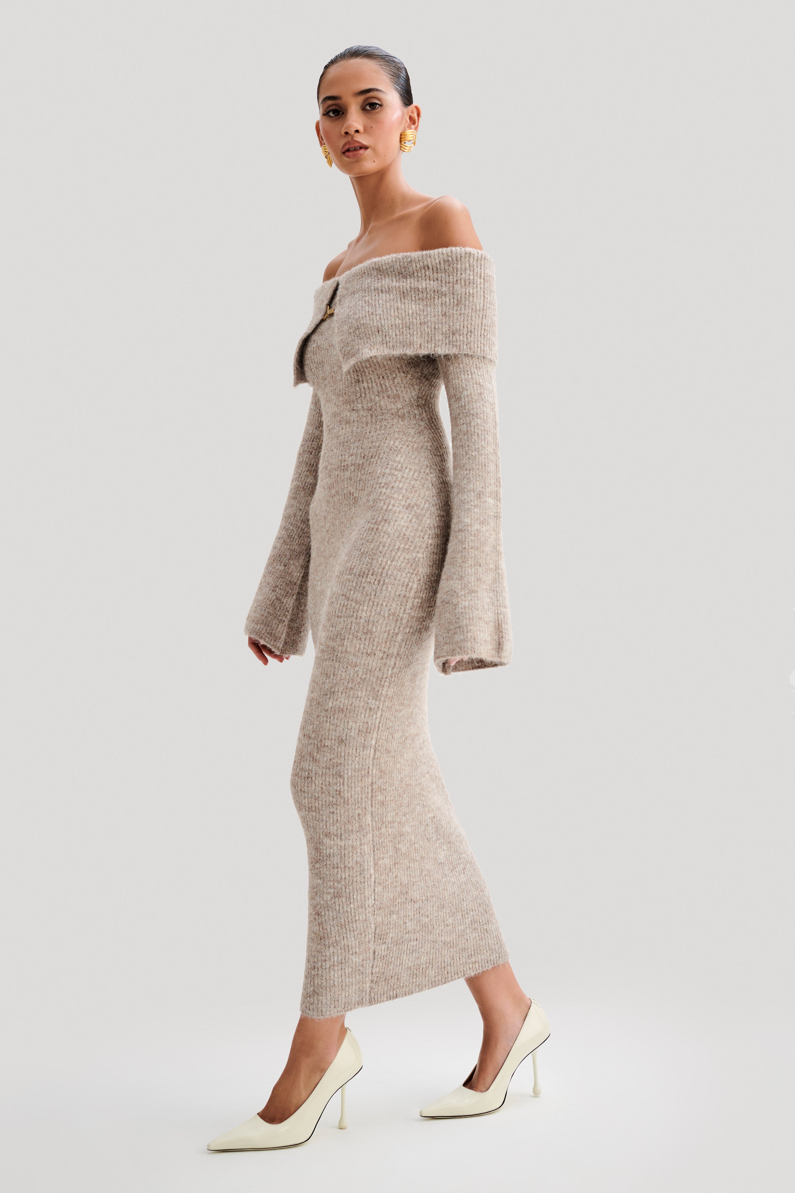 BARBARA | ROBE EN MAILLE À ÉPAULES DÉNUDÉES BAXTER