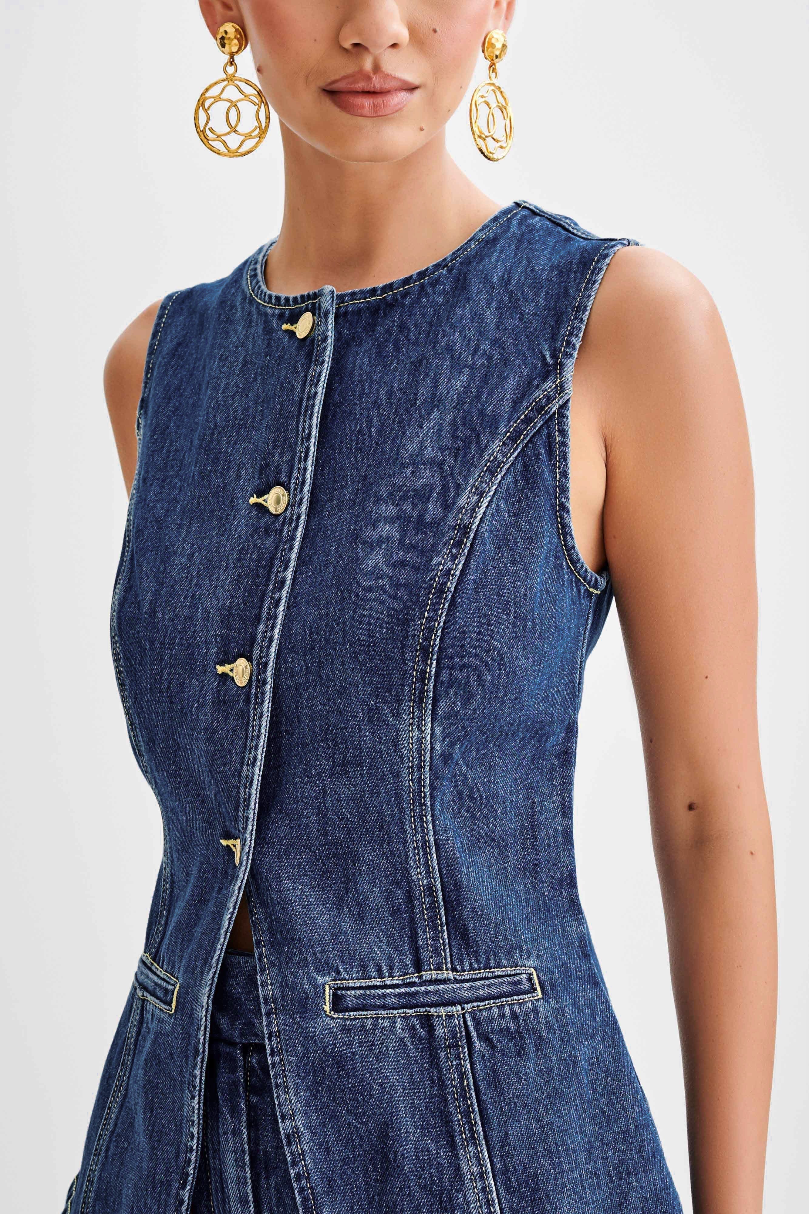 SARA | ENSEMBLE EN DENIM TENDANCE À BOUTONS