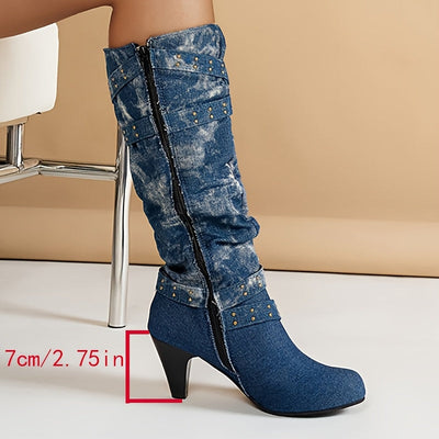 ANGÉLIQUE | ÉLÉGANCE EN DENIM BOTTES MONTANTES