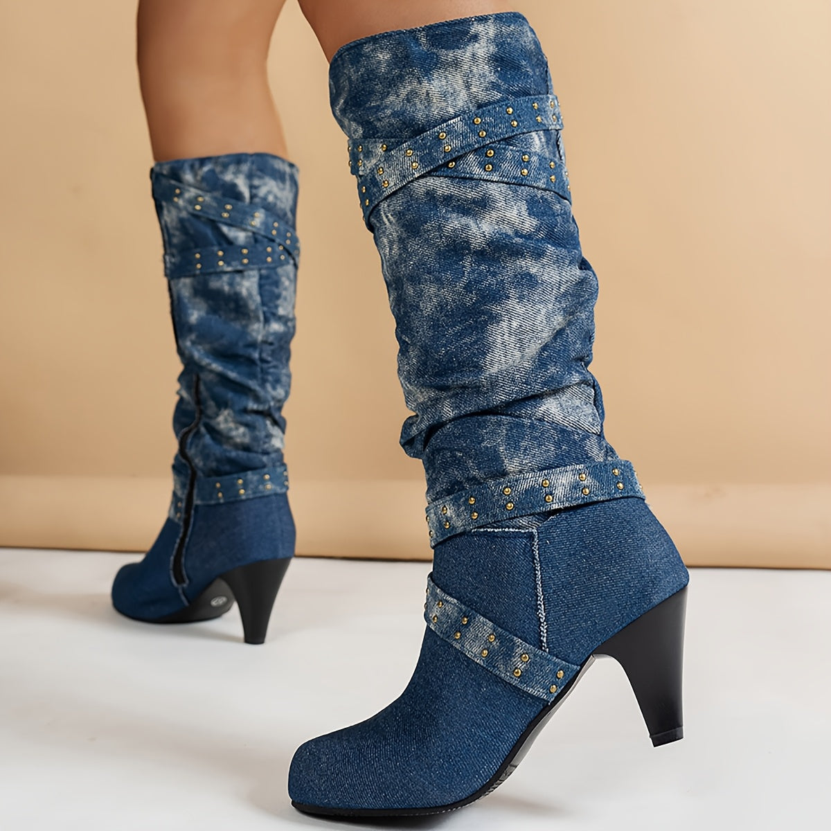 ANGÉLIQUE | ÉLÉGANCE EN DENIM BOTTES MONTANTES