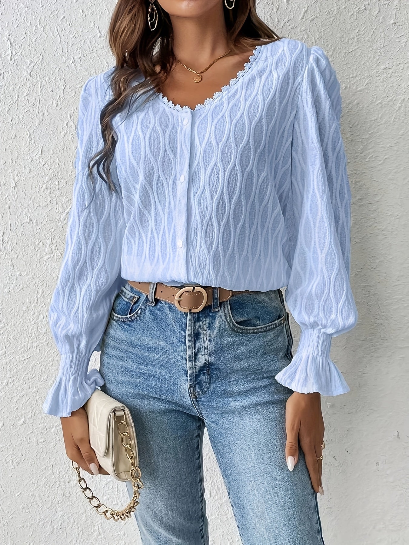 MARIE | BLOUSE À COL V AVEC MANCHES LONGUES