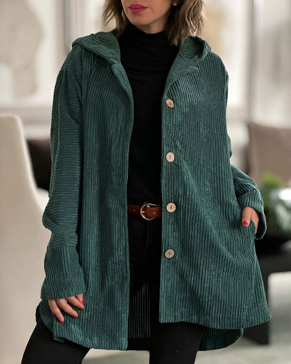 CORDIA | VESTE À CAPUCHE EN VELOURS CÔTELÉ DOUILLETTE