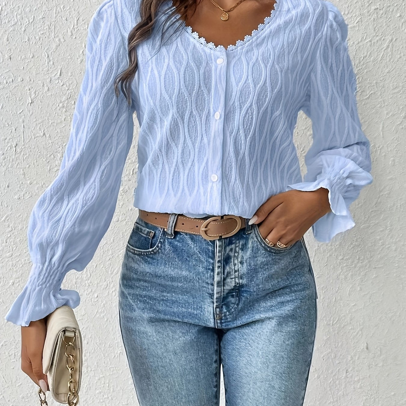 MARIE | BLOUSE À COL V AVEC MANCHES LONGUES