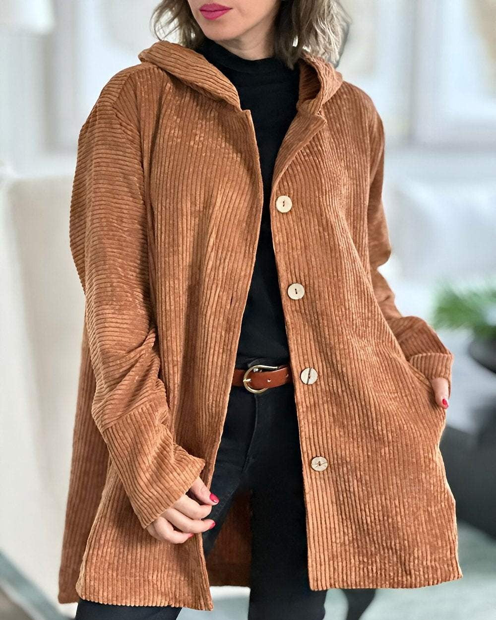 CORDIA | VESTE À CAPUCHE EN VELOURS CÔTELÉ DOUILLETTE