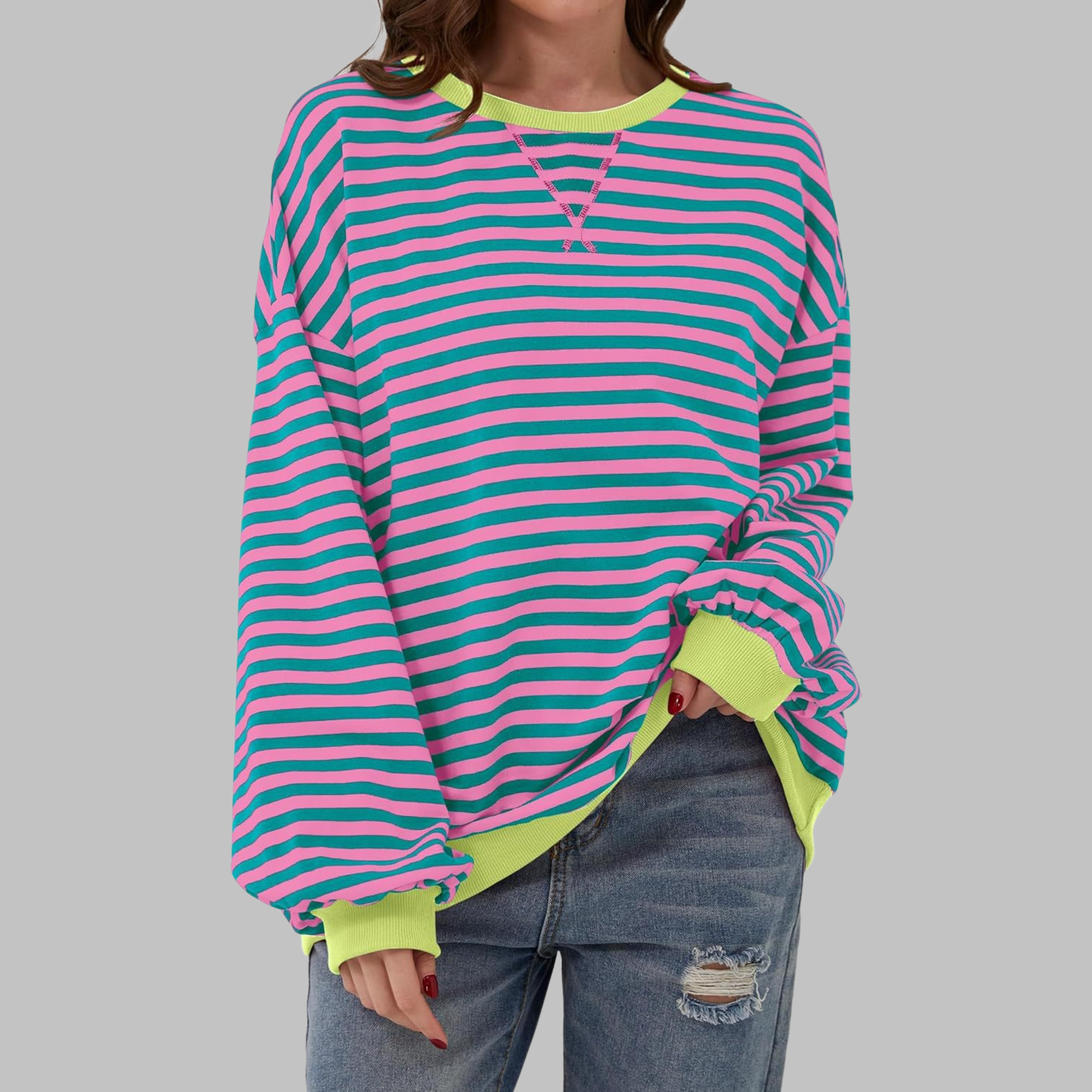 LUKA | SWEATSHIRT À RAYURES MANCHES LONGUES COL ROND