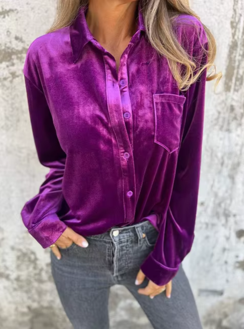 ESTELLE | BLOUSE EN VELOURS BOUTONNÉE