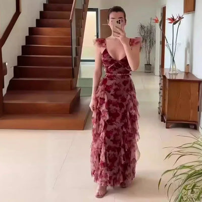 FLORA | ROBE À VOLANTS ET MOTIF FLORAL