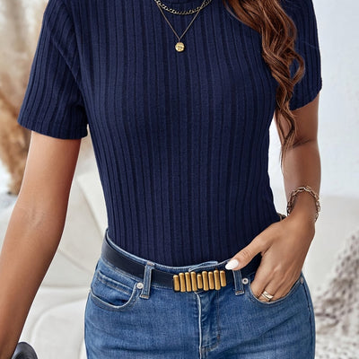 LÉA | T-SHIRT À COL MONTANT ÉLÉGANT