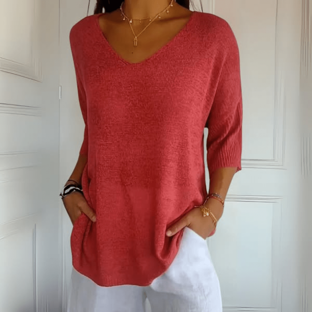 ANNA | TOP TRICOTÉ À COL EN V