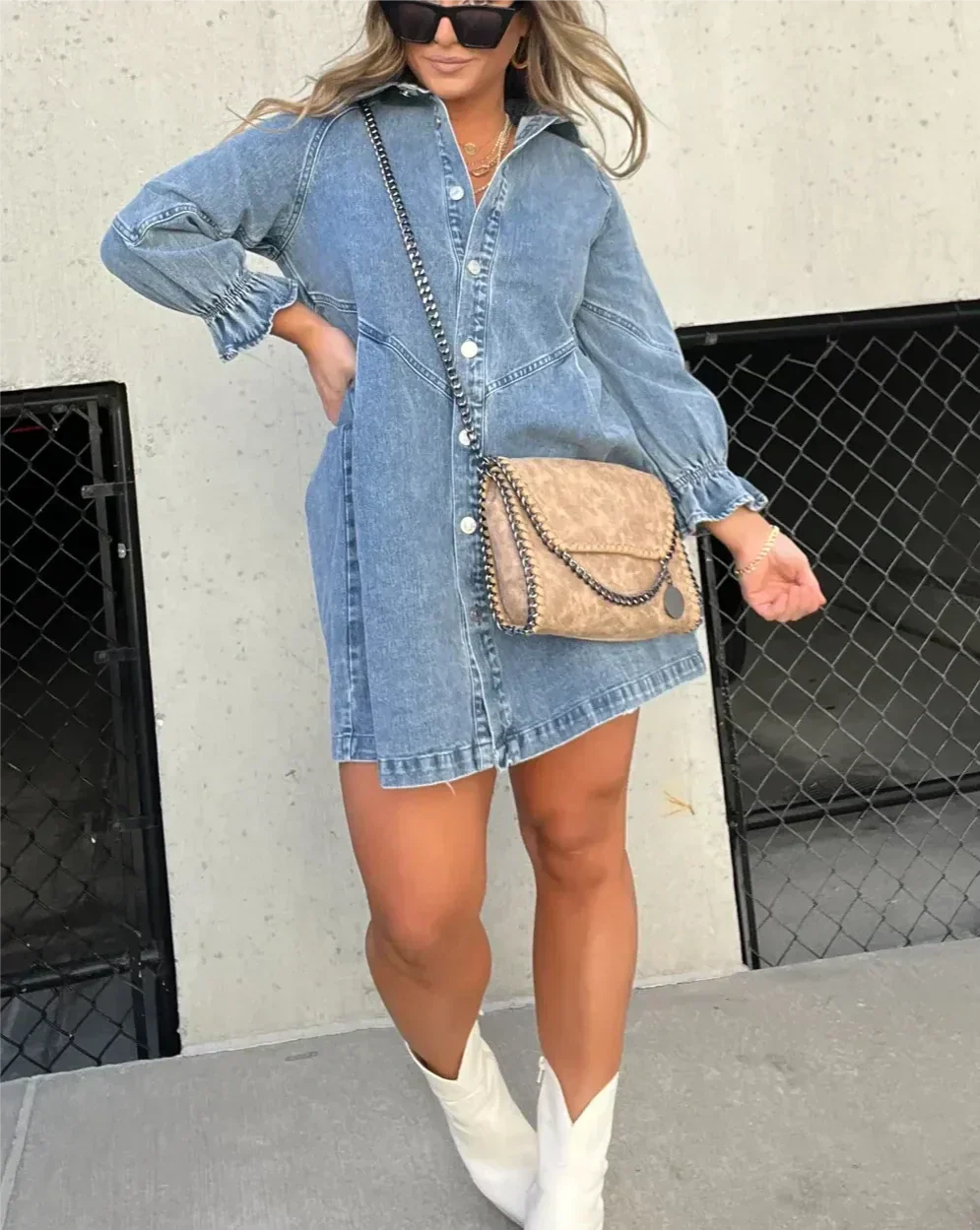 GRACE | ROBE EN DENIM À MANCHES LONGUES