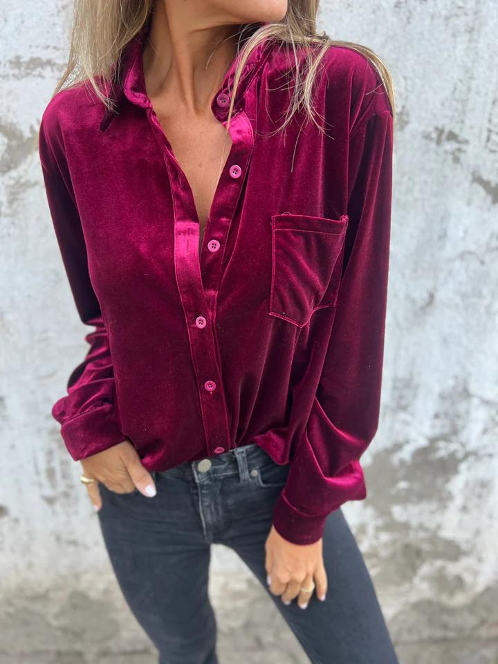 ESTELLE | BLOUSE EN VELOURS BOUTONNÉE
