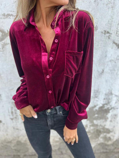 ESTELLE | BLOUSE EN VELOURS BOUTONNÉE