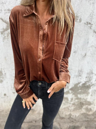 ESTELLE | BLOUSE EN VELOURS BOUTONNÉE