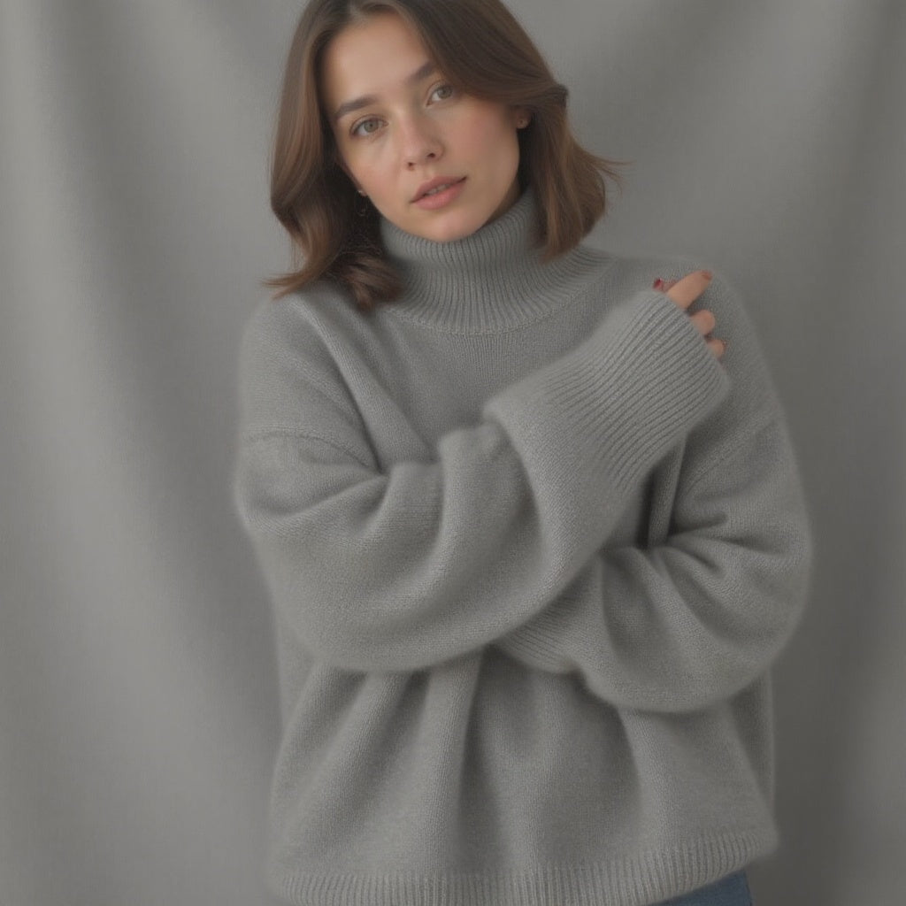 Sydney Pull Femme Col Roulé Oversize en Cachemire – Doux, Chaud & Élégant